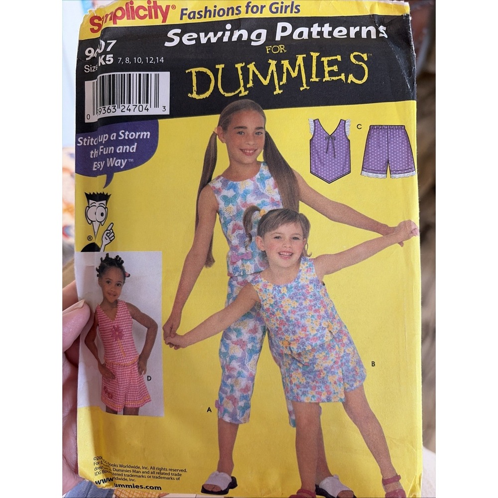 Simplicity 9607 Sewing Patterns For Dummies Girls Tops Pants Skort Sizes 7-14